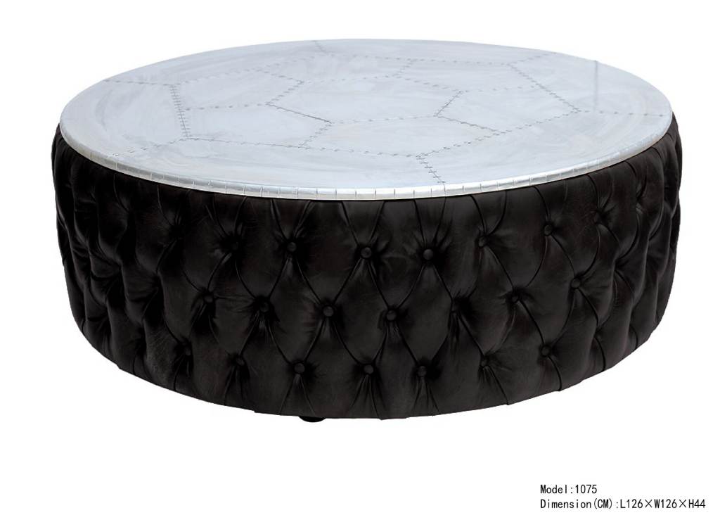 Montego Round Aluminium & Leather Coffee Table