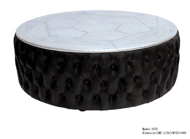 Montego Round Aluminium & Leather Coffee Table