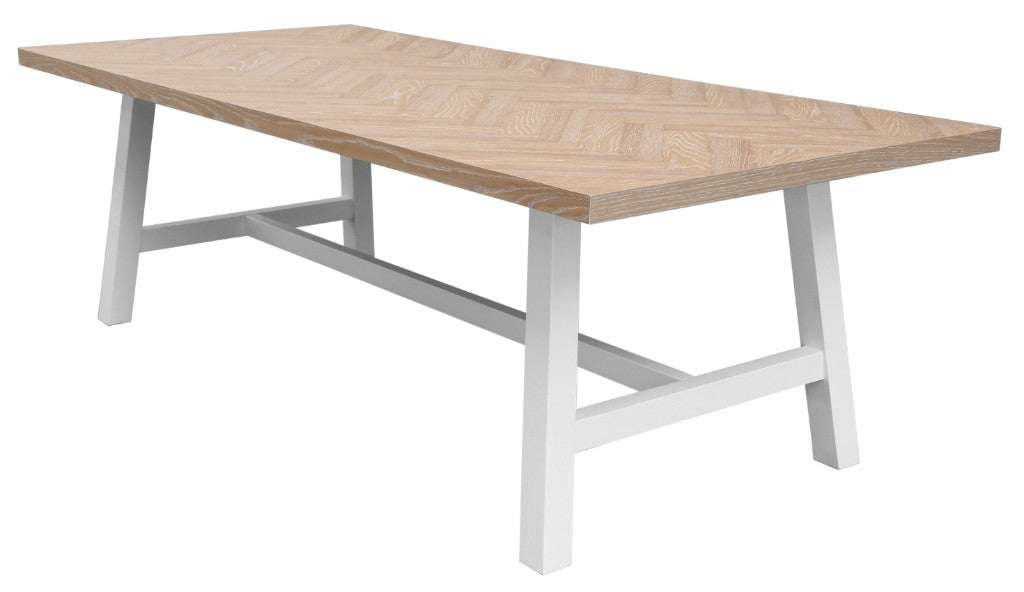 Ashfield Parquet Dining Table 190cm - White/Oak
