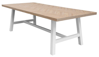 Ashfield Parquet Dining Table 190cm - White/Oak