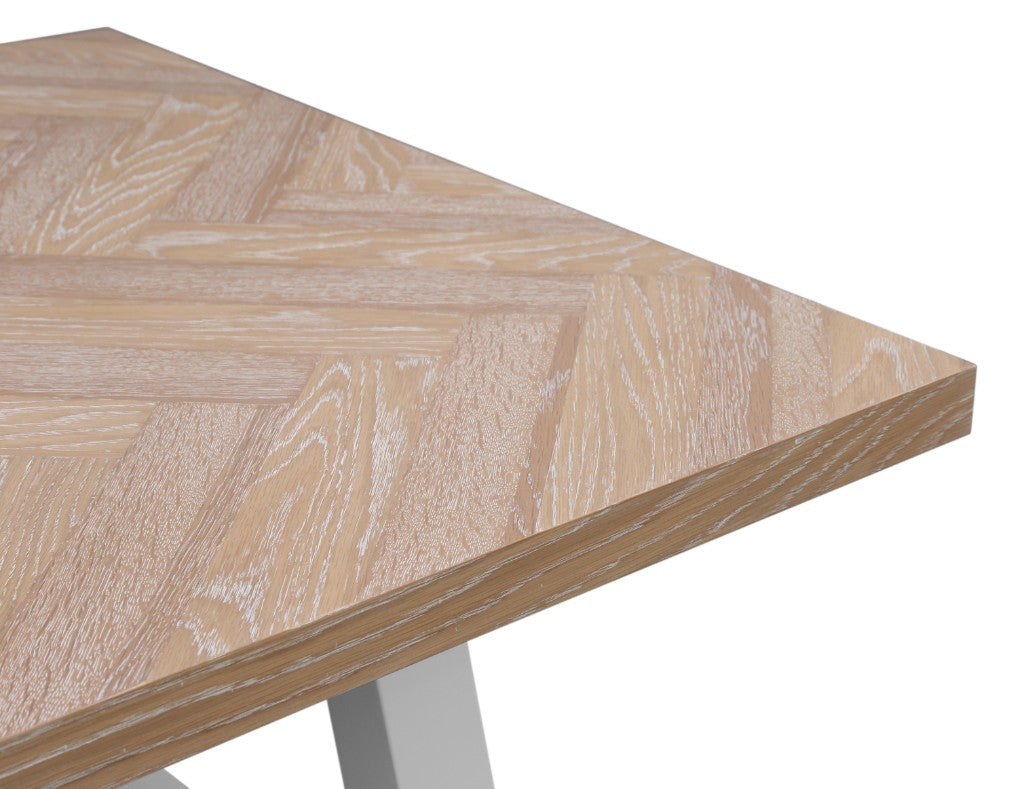 Ashfield Parquet Dining Table 190cm - White/Oak