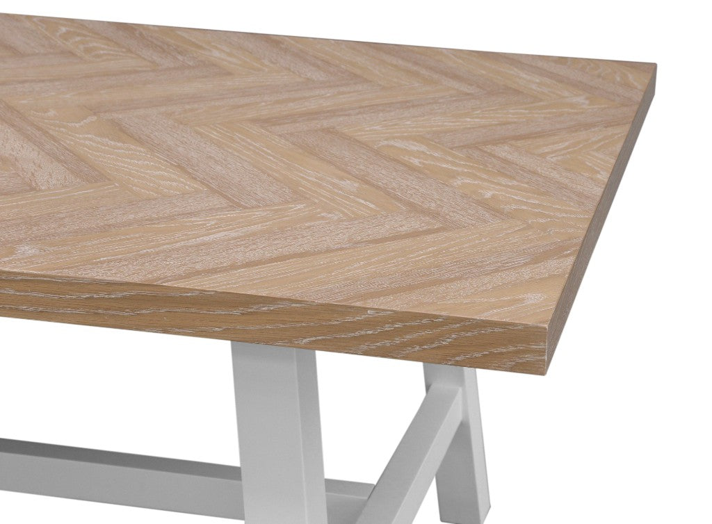 Ashfield Parquet Dining Table 190cm - White/Oak