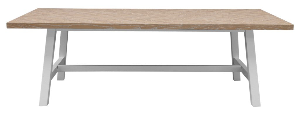 Ashfield Parquet Dining Table 240cm - White/Oak