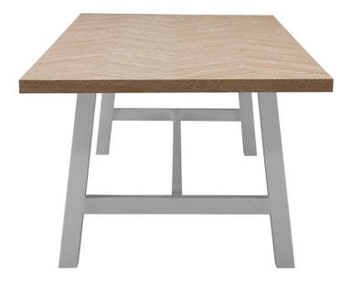 Ashfield Parquet Dining Table 240cm - White/Oak