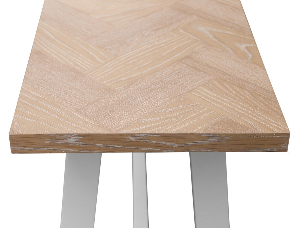 Ashfield Parquet Console Table - White/Oak