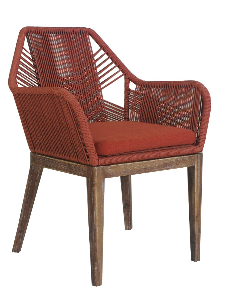 Lagos Rope Dining Chair with Acacia Legs - Terracotta