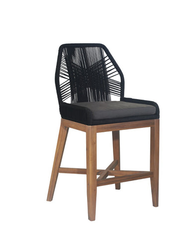 Lagos Low Arm Rope Bar Chair - Black