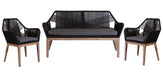 Lagos Outdoor 3 Piece Rope Lounge Set - Black