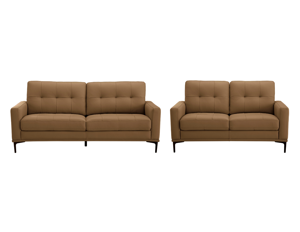 Emerson Leather 3 + 2 Seater Sofa Set - Clay