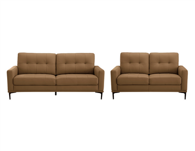Emerson Leather 3 + 2 Seater Sofa Set - Clay