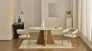 Corvina Round Ceramic Dining Set with 4 Beige Chairs