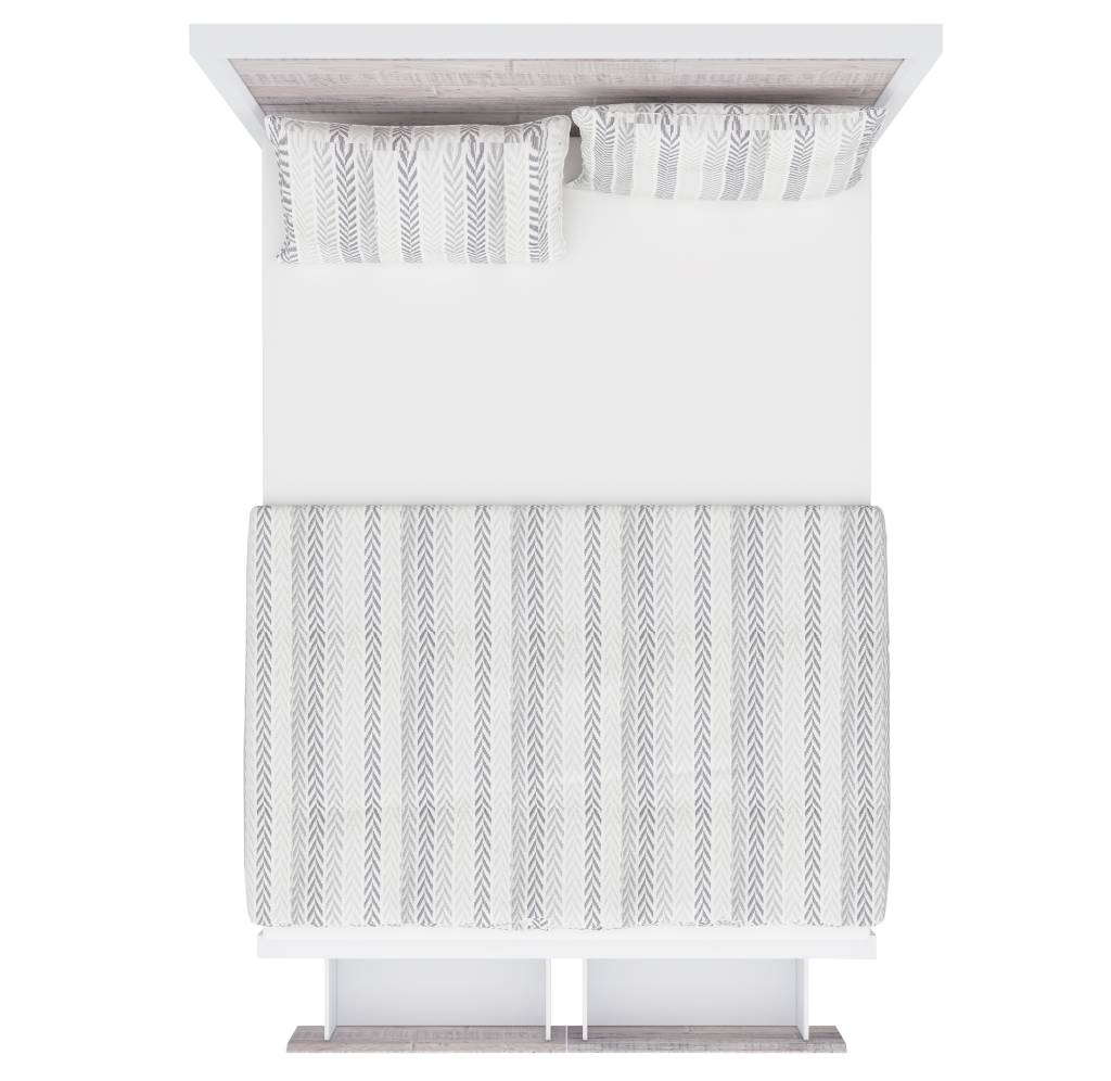 Nassau Coastal Pine King Bed with Drawers - White Wash