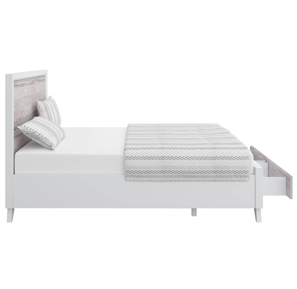 Nassau Coastal Pine King Bed with Drawers - White Wash
