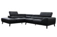 Metro Leather 2 Seater with Left Chaise - Black