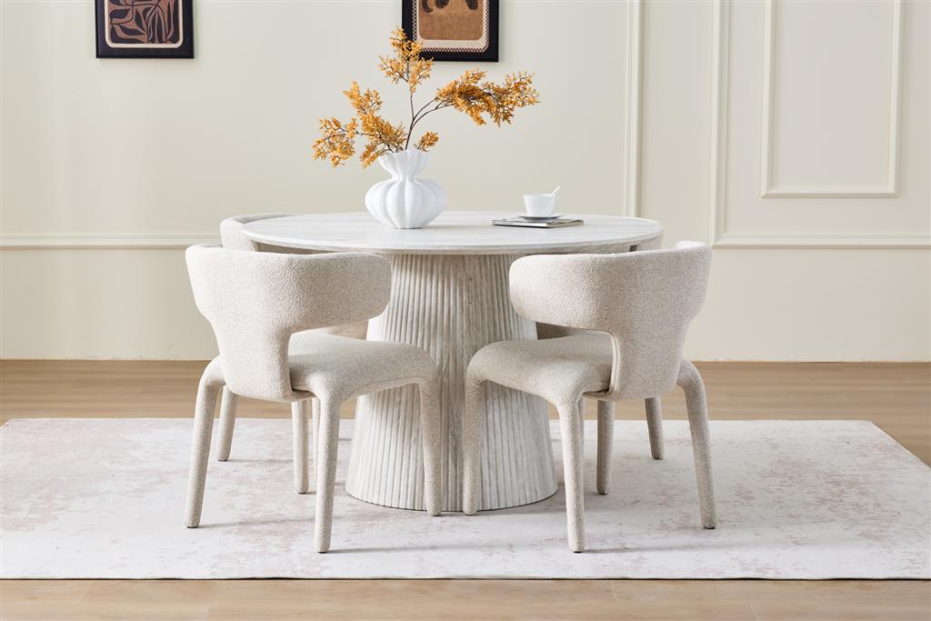 Halcyon 5 Piece Round Dining Set - Ivory