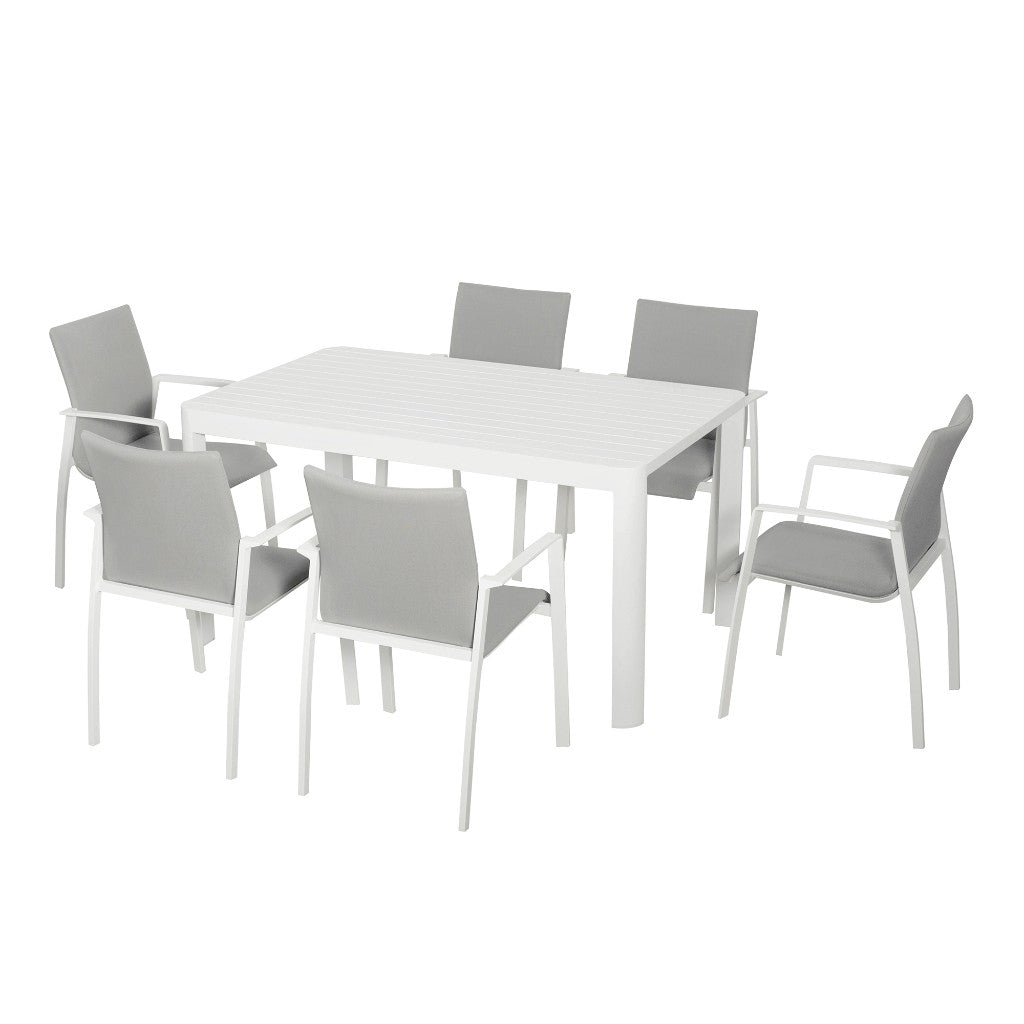 Corfu Outdoor 7 Piece Extension Dining Set - White