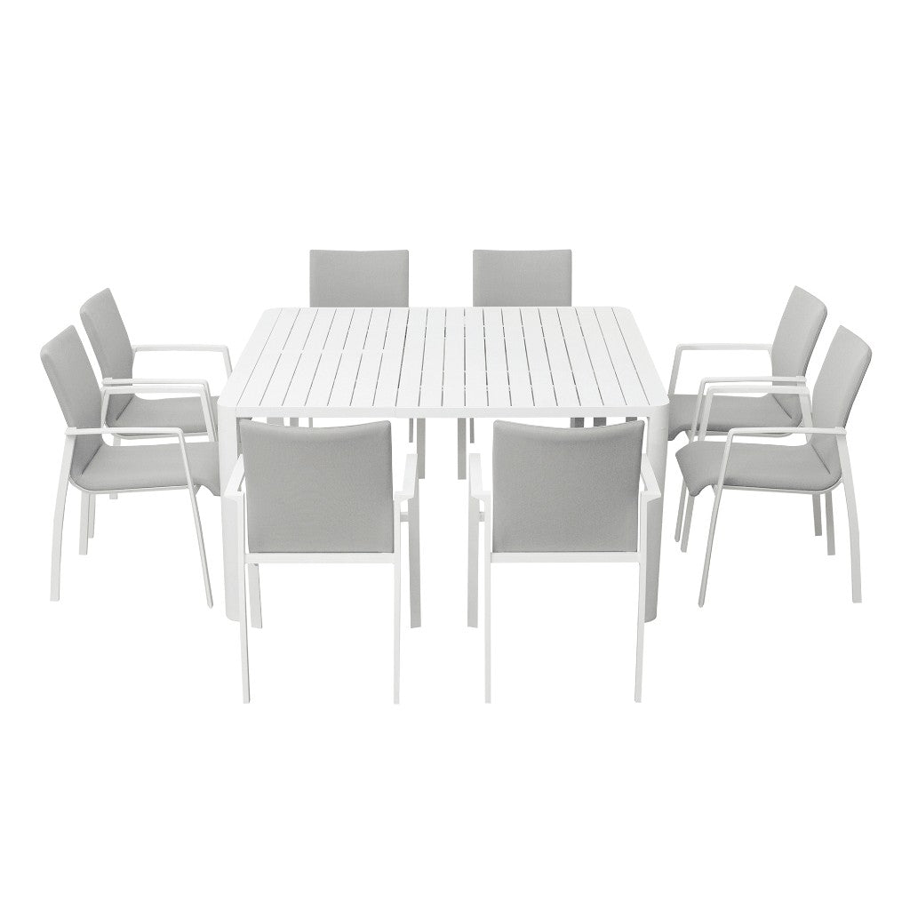 Corfu Outdoor 9 Piece Extension Dining Set - White