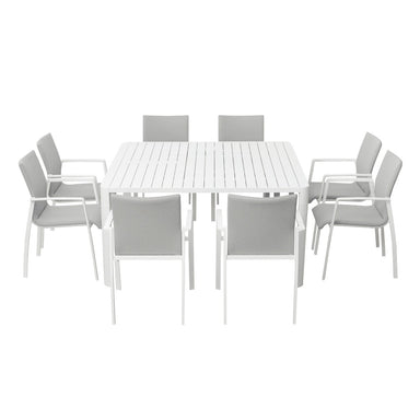 Corfu Outdoor 9 Piece Extension Dining Set - White