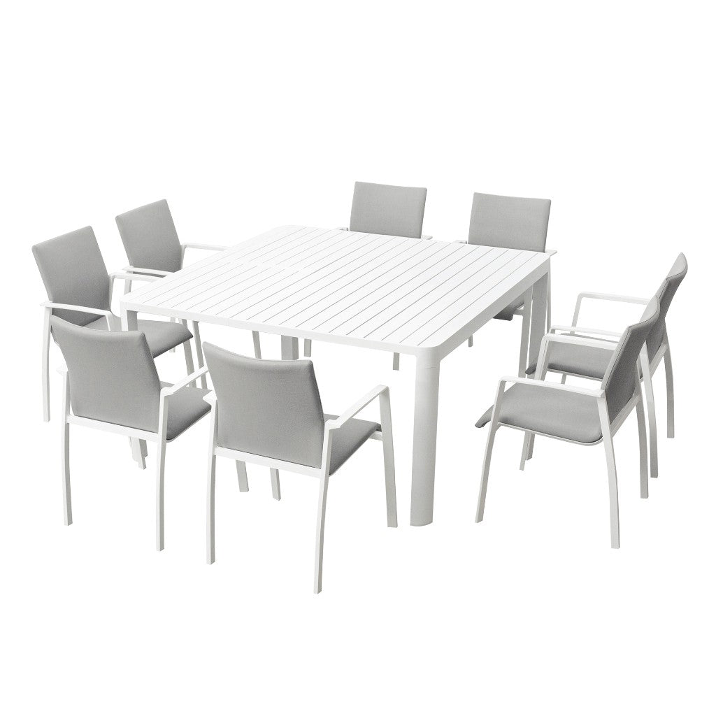 Corfu Outdoor 9 Piece Extension Dining Set - White