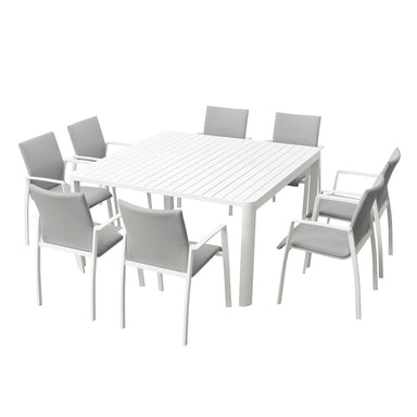 Corfu Outdoor 9 Piece Extension Dining Set - White
