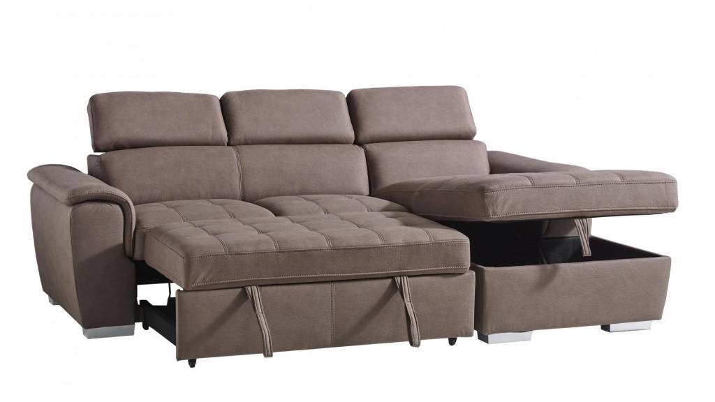 Carina 2 Seater Sofa Bed with Right Chaise - Mushroom