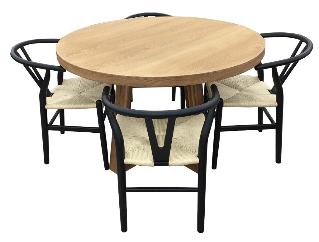 Arden 120cm Round Dining Set with 4 Chairs - Black