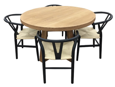 Arden 120cm Round Dining Set with 4 Chairs - Black