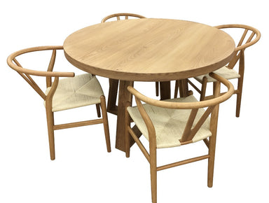 Arden 120cm Round Dining Set with 4 Chairs - Natural