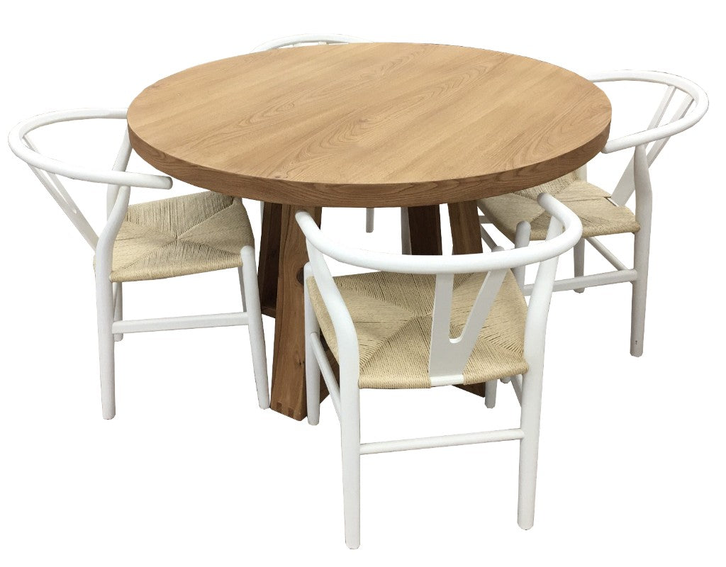Arden 120cm Round Dining Set with 4 Chairs - White