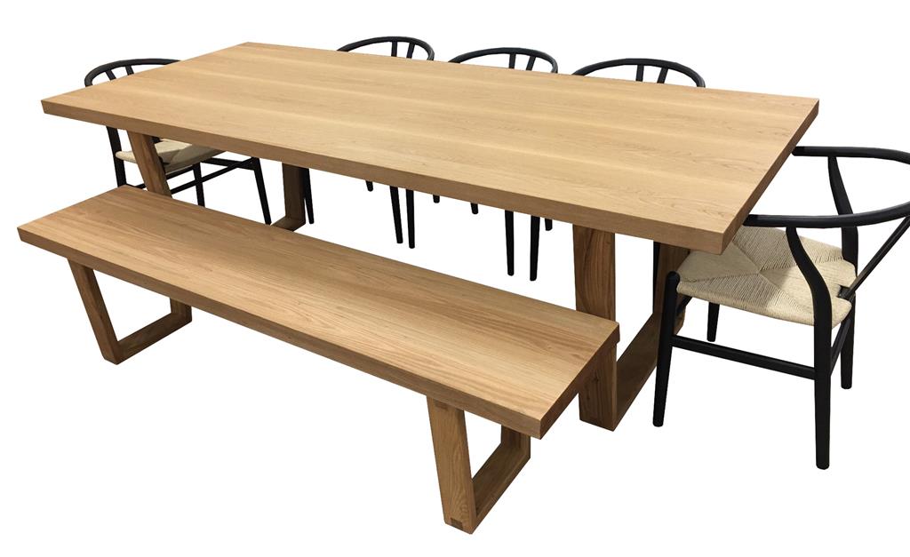 Arden 240cm Dining Set with 5 Chairs & Bench - Black