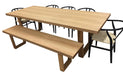 Arden 240cm Dining Set with 5 Chairs & Bench - Black