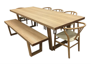 Arden 240cm Dining Set with 5 Chairs & Bench - Natural