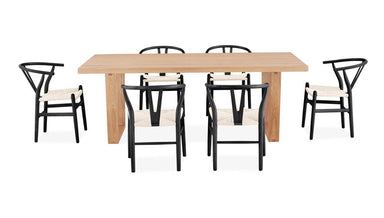 Arden 210cm Dining Set with 6 Chairs - Black