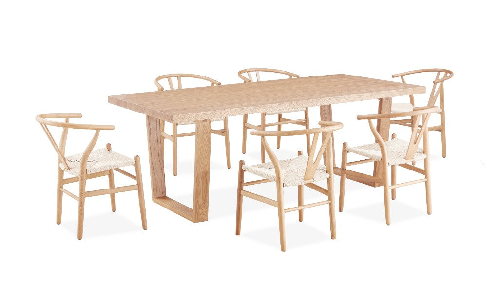 Arden 210cm Dining Set with 6 Chairs - Natural