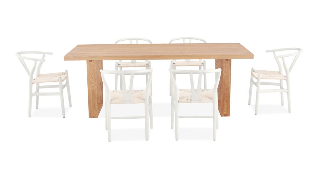 Arden 210cm Dining Set with 6 Chairs - White