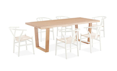 Arden 210cm Dining Set with 6 Chairs - White