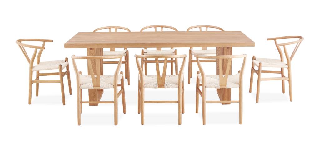 Arden 240cm Dining Set with 8 Chairs - Natural