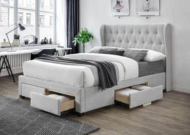 Celeste Low Profile Fabric Queen Bed - Stone