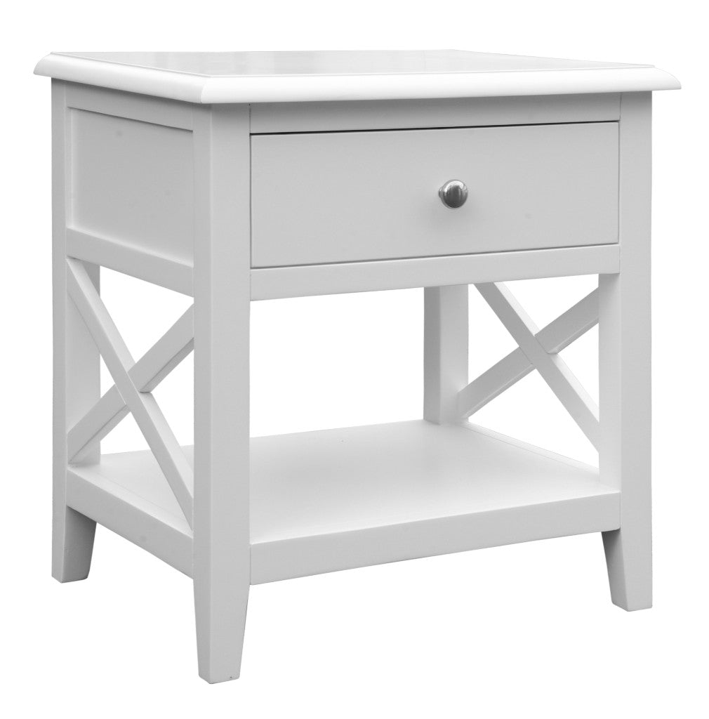 Hampton 1 Drawer Bedside Table - White