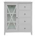 Hampton 4 Drawer Tallboy with Glass Door - White
