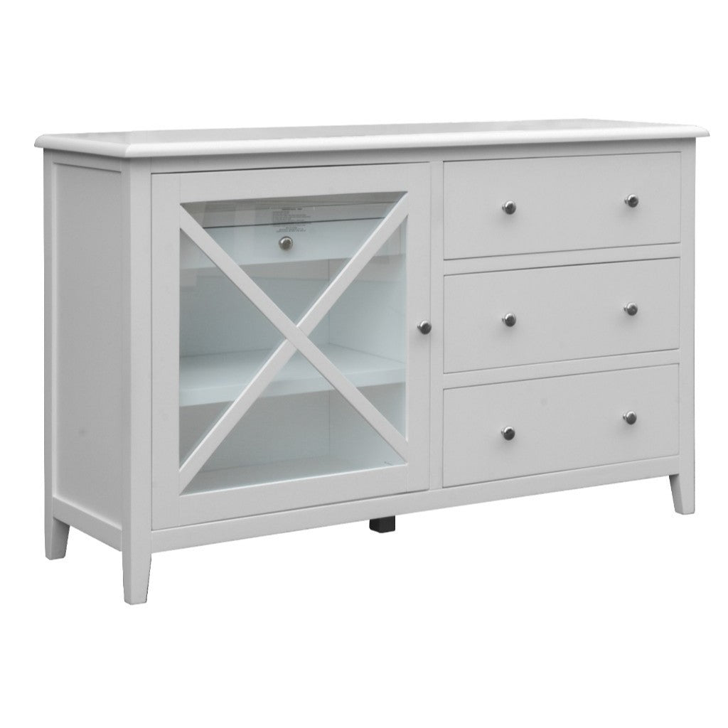 Hampton 5 Drawer Dresser with Glass Door - White