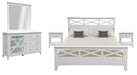 Hampton 5 Piece King Bedroom Suite with Dresser & Mirror - White