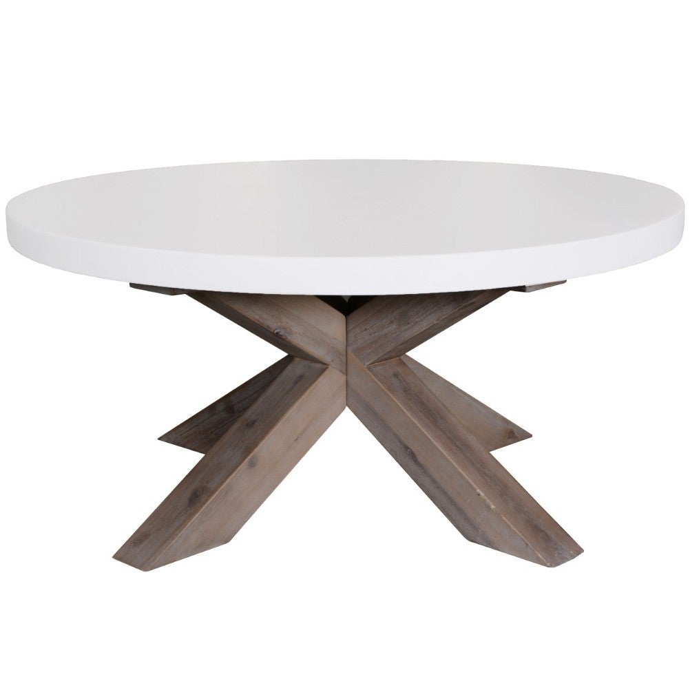 Midasena Concrete & Acacia Timber Round 85cm Coffee Table