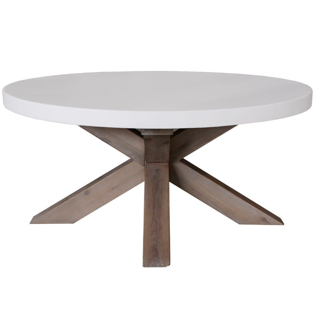 Midasena Concrete & Acacia Timber Round 85cm Coffee Table