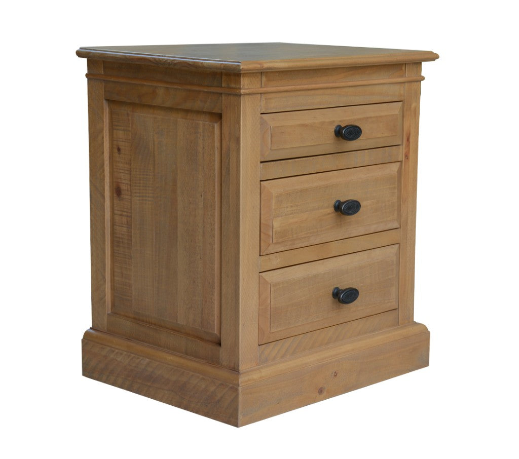 Provence 3 Drawer Bedside Table - Natural
