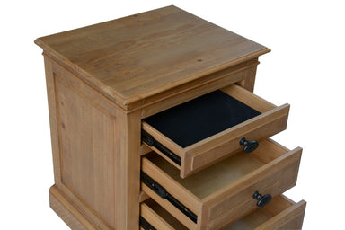 Provence 3 Drawer Bedside Table - Natural