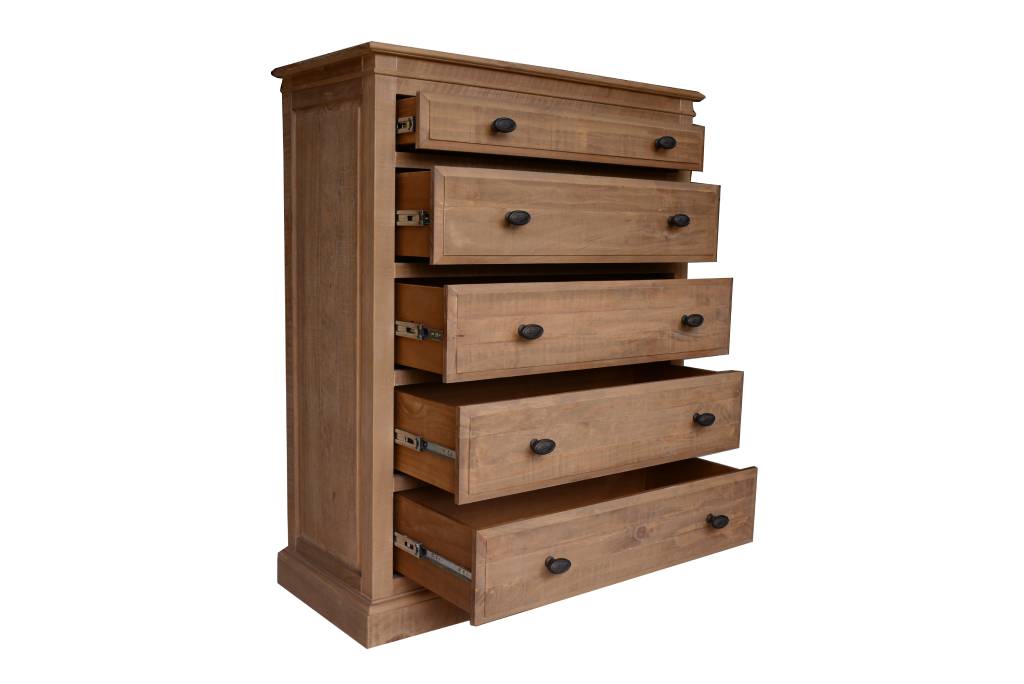 Provence 5 Drawer Tallboy - Natural