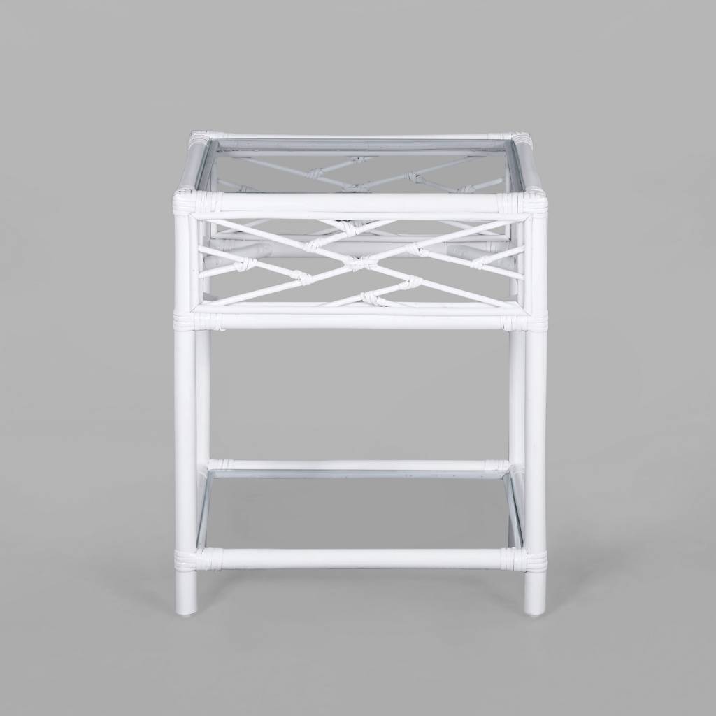 Cabana Rattan Bedside Table with Glass Top