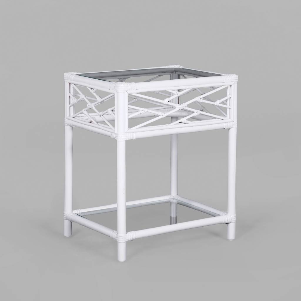 Cabana Rattan Bedside Table with Glass Top