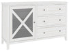 Crestwood 5 Drawer Dresser with Glass Door - White Wash